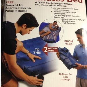 Queen Size Airbed with Electric Pump - Blue